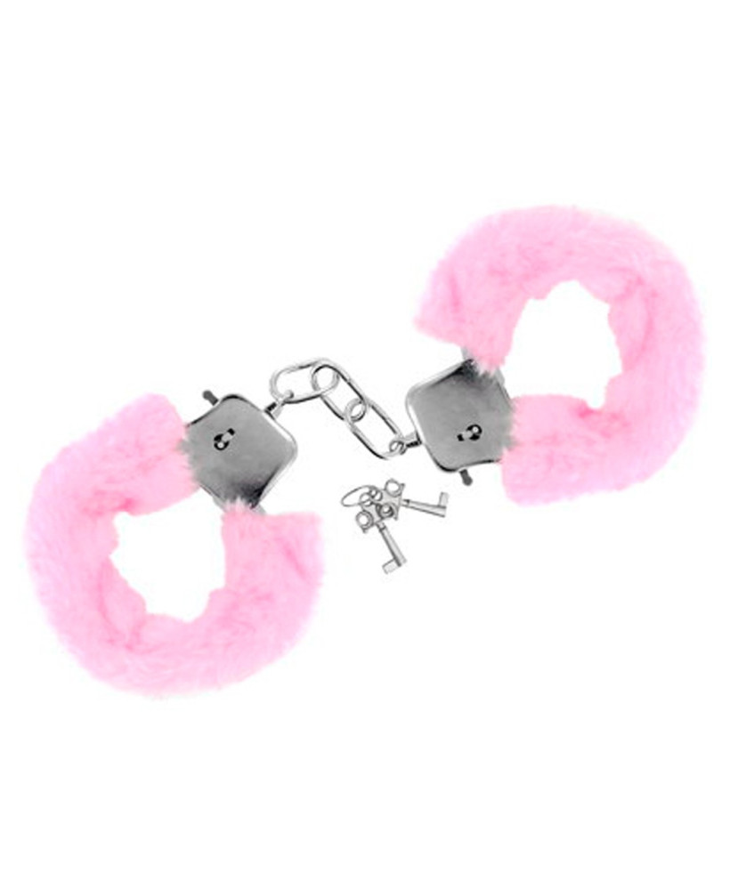 Menottes fourrure roses de poignets avec sécurité 